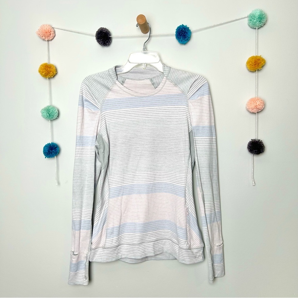 Lululemon Think Fast Long Sleeve Striped Athletic Shirt
